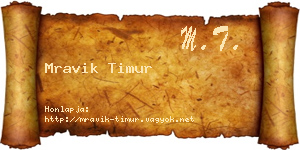 Mravik Timur névjegykártya